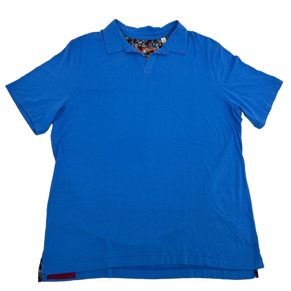 Robert Graham Shirt Men's 2XL Blue‎ Classic Fit Short Sleeve Polo